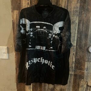 Hot Rod Magazine Car T Shirt Tee '09 XL Graphic Art Black Grey Skull Design hm56